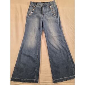 WHBM Nautical Style High Rise Wide Leg Jeans Sz 8